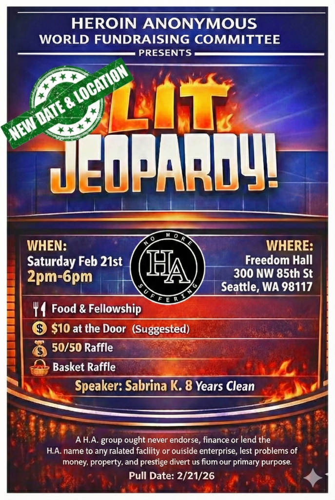 Heroin Anonymous of Washington State Lit Jeopardy Fundraiser Event